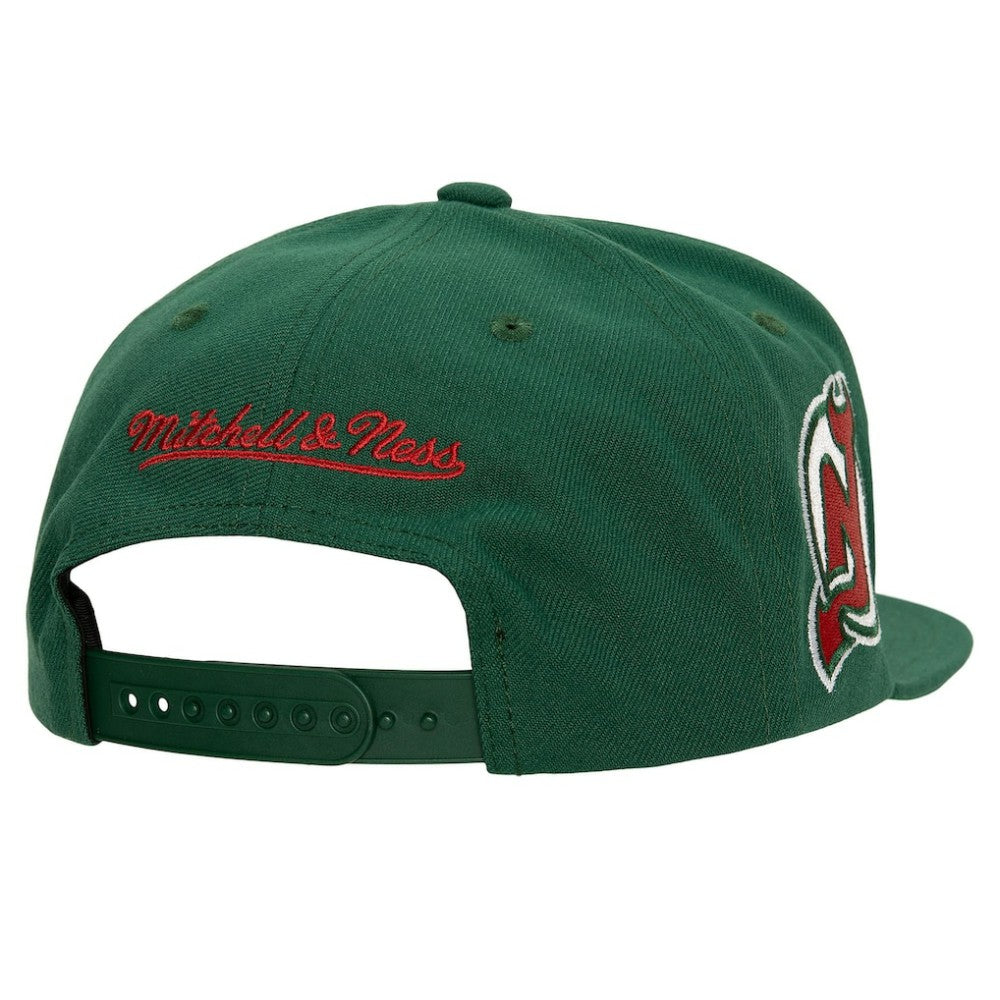 New Jersey Devils Mitchell & Ness Retro Script Colorblock Snapback Hat Green