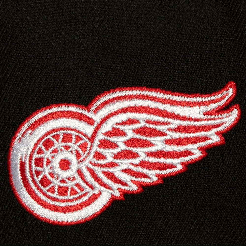 Detroit Red Wings Mitchell & Ness Retro Script Colorblock Snapback Hat Black