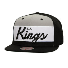 Los Angeles Kings Mitchell & Ness Retro Script Colorblock Snapback Hat Black
