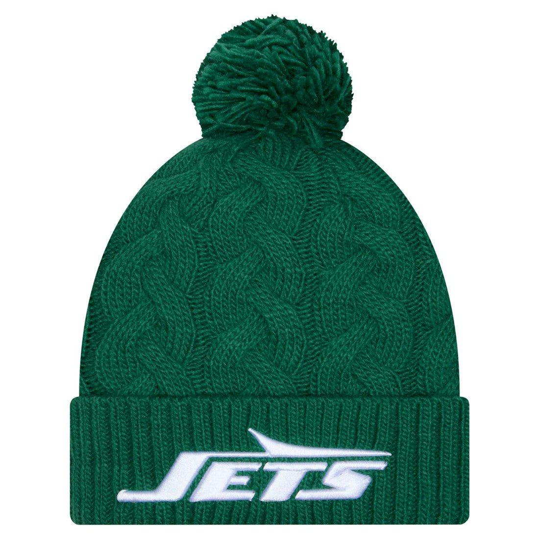 New York Jets New Era Women's Cable Cuffed Knit Hat with Pom - Green discount