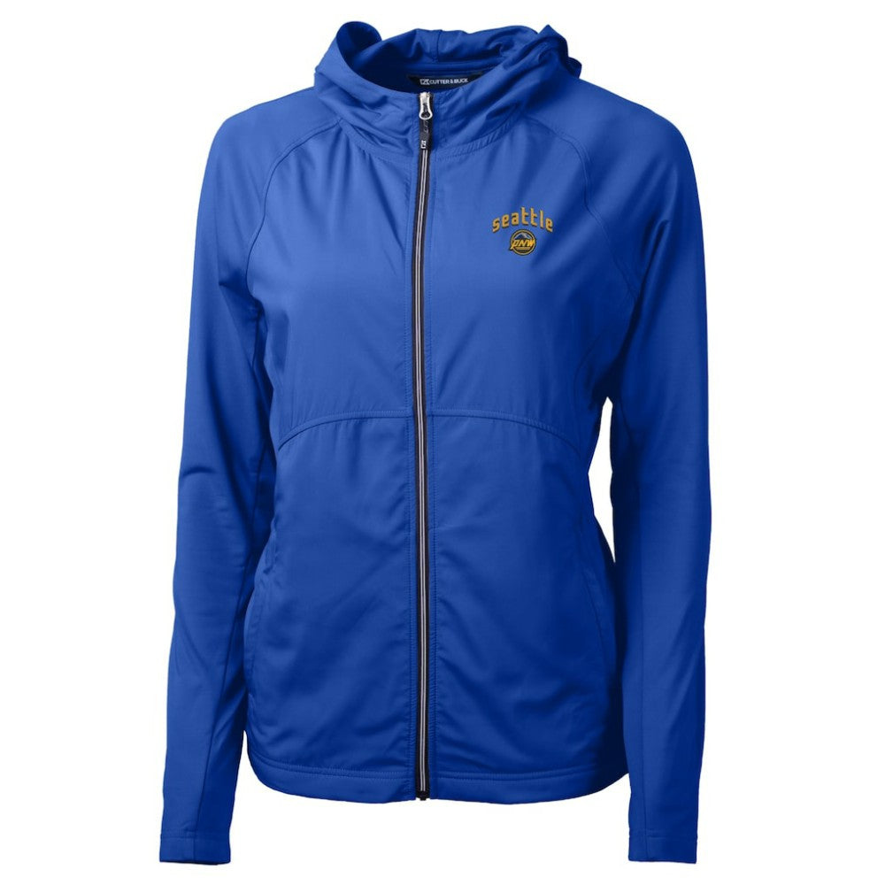 Seattle Mariners Cutter & Buck Women's City Connect Adapt Eco Knit Hybrid Recycled Full-Zip Hooded Jacket - Blue