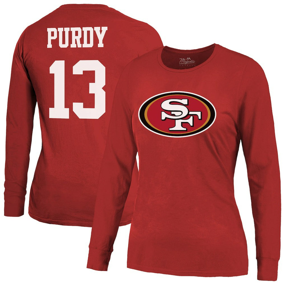Brock Purdy San Francisco 49ers Majestic Threads Women's Player Name & Number Long Sleeve T-Shirt - Scarlet outlet