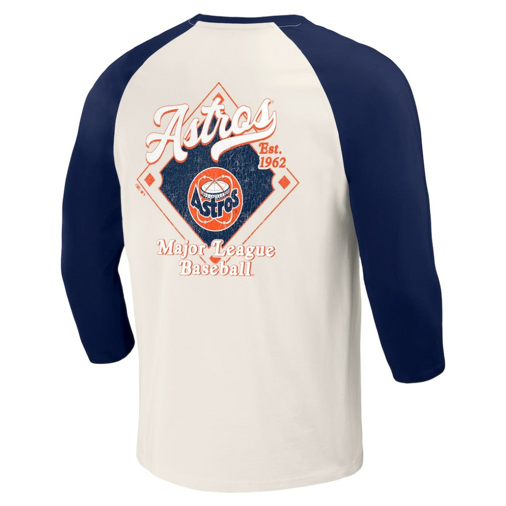Houston Astros Darius Rucker Collection Cooperstown Collection Raglan 3/4-Sleeve T-Shirt - Navy/White