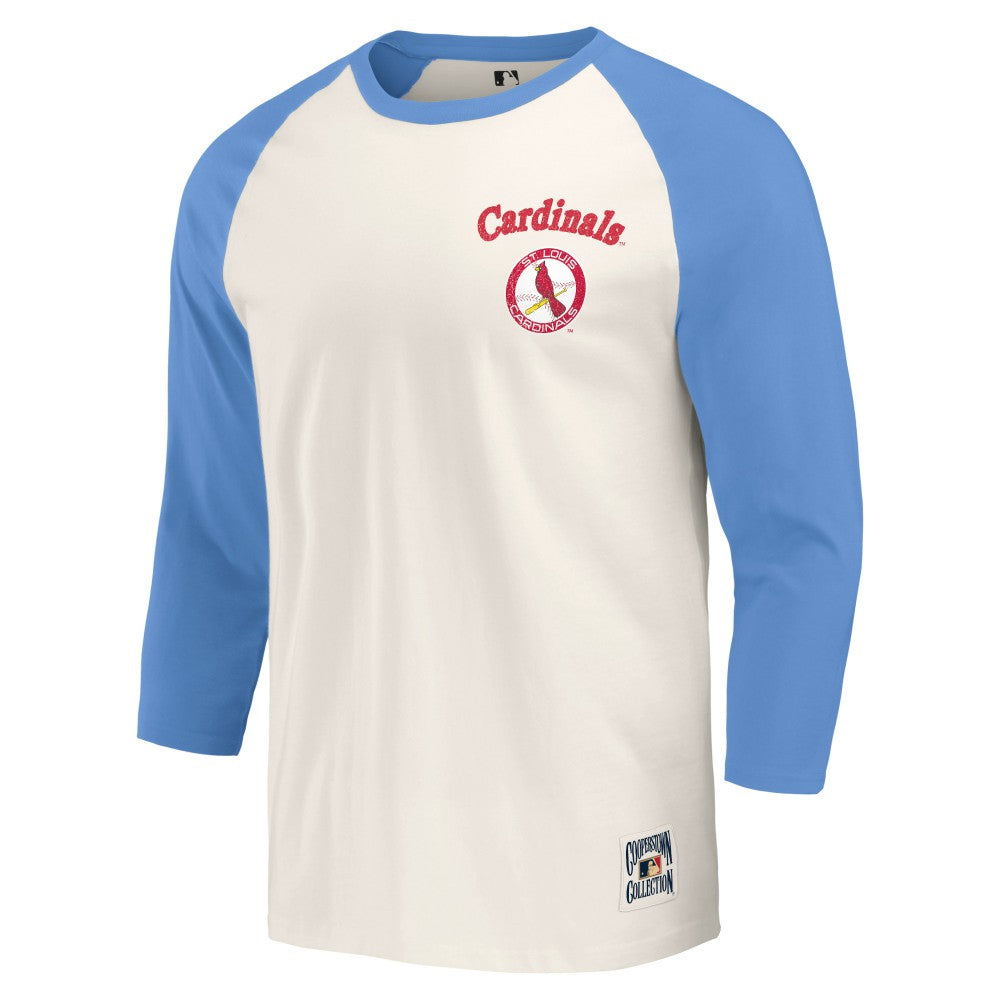 St. Louis Cardinals Darius Rucker Collection Cooperstown Collection Raglan 3/4-Sleeve T-Shirt - Light Blue/White