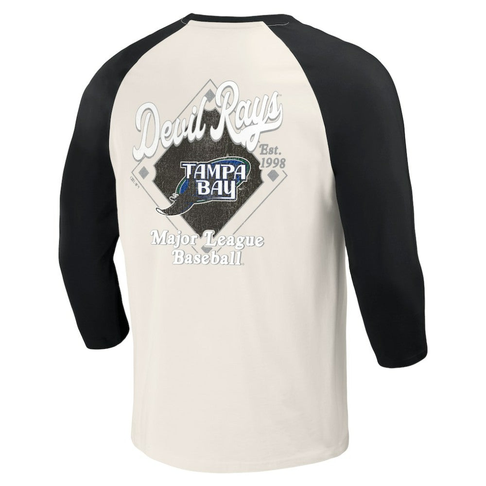 Tampa Bay Rays Darius Rucker Collection Cooperstown Collection Raglan 3/4-Sleeve T-Shirt - Black/White
