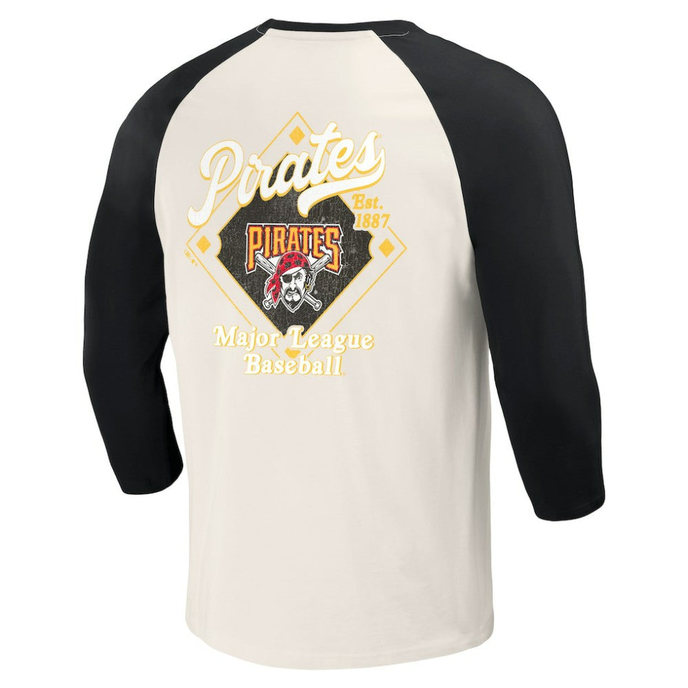 Pittsburgh Pirates Darius Rucker Collection Cooperstown Collection Raglan 3/4-Sleeve T-Shirt - Black/White