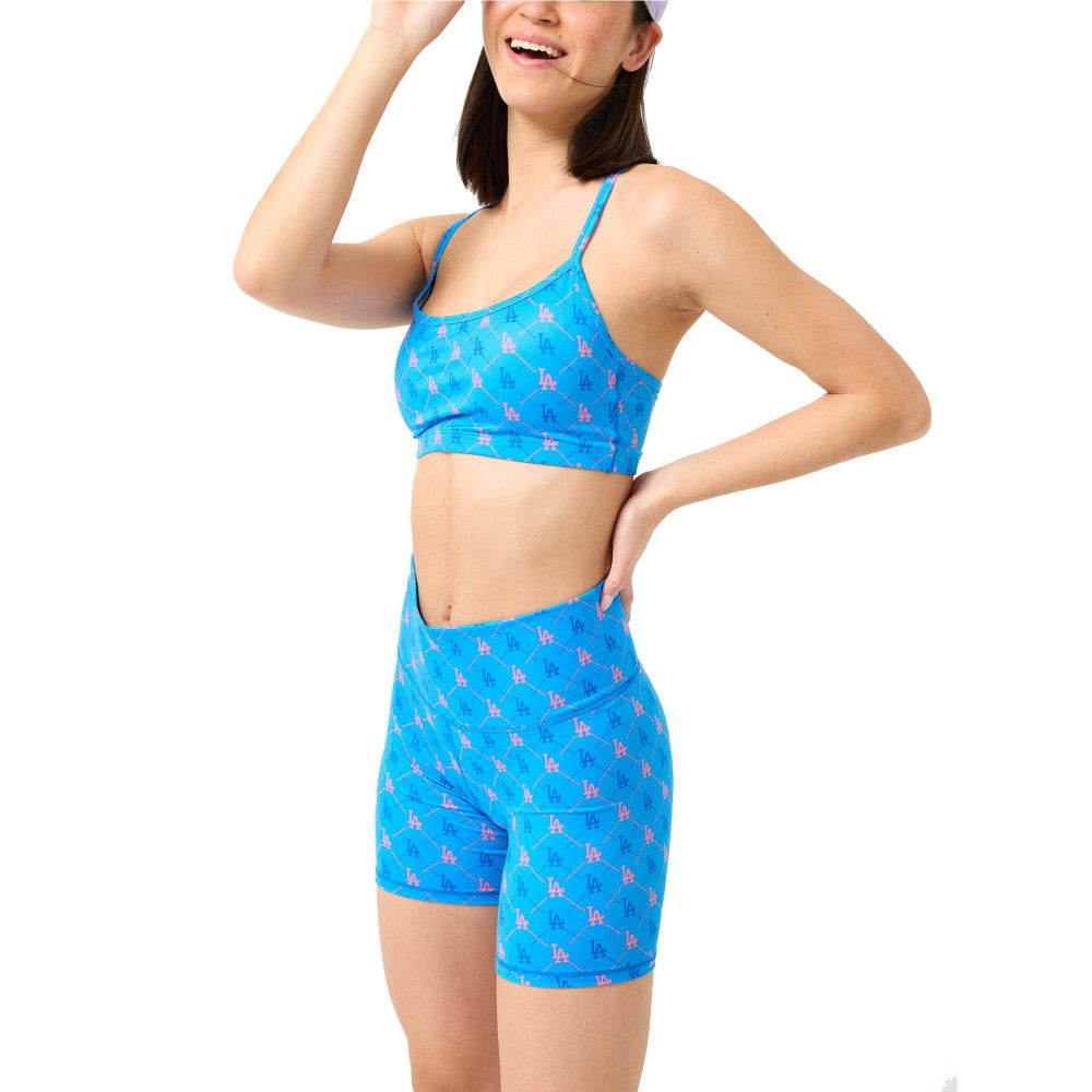 Los Angeles Dodgers Terez Women's TLC Printed High-Waisted Bike Shorts - Blue
