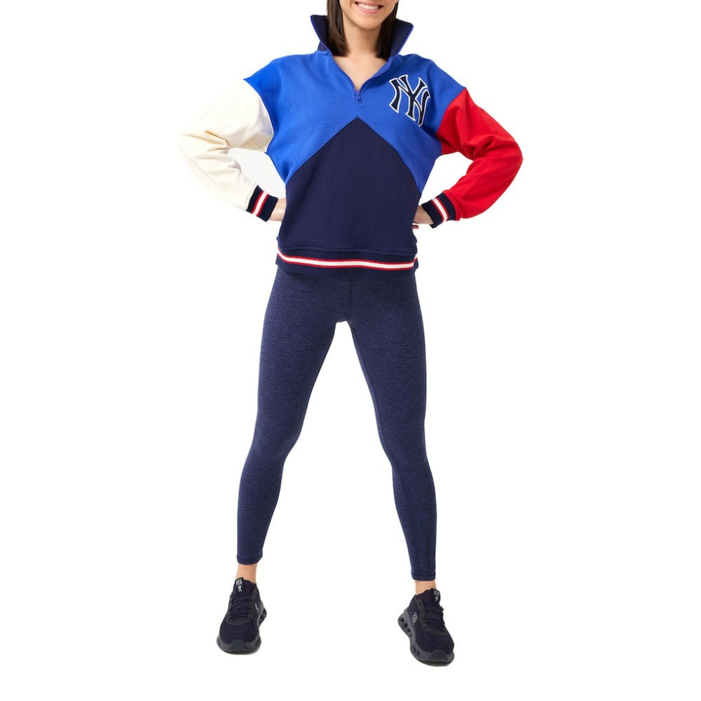 New York Yankees Terez Women's Classic Colorblock Quarter-Zip Sweatshirt - Blue/Navy