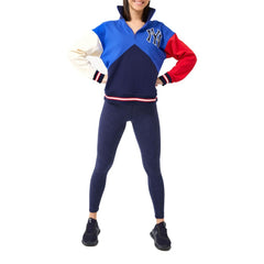 New York Yankees Terez Women's Classic Colorblock Quarter-Zip Sweatshirt - Blue/Navy