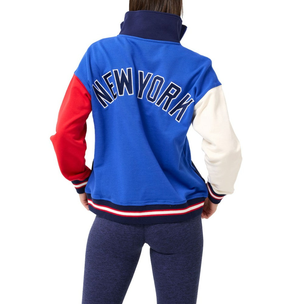 New York Yankees Terez Women's Classic Colorblock Quarter-Zip Sweatshirt - Blue/Navy
