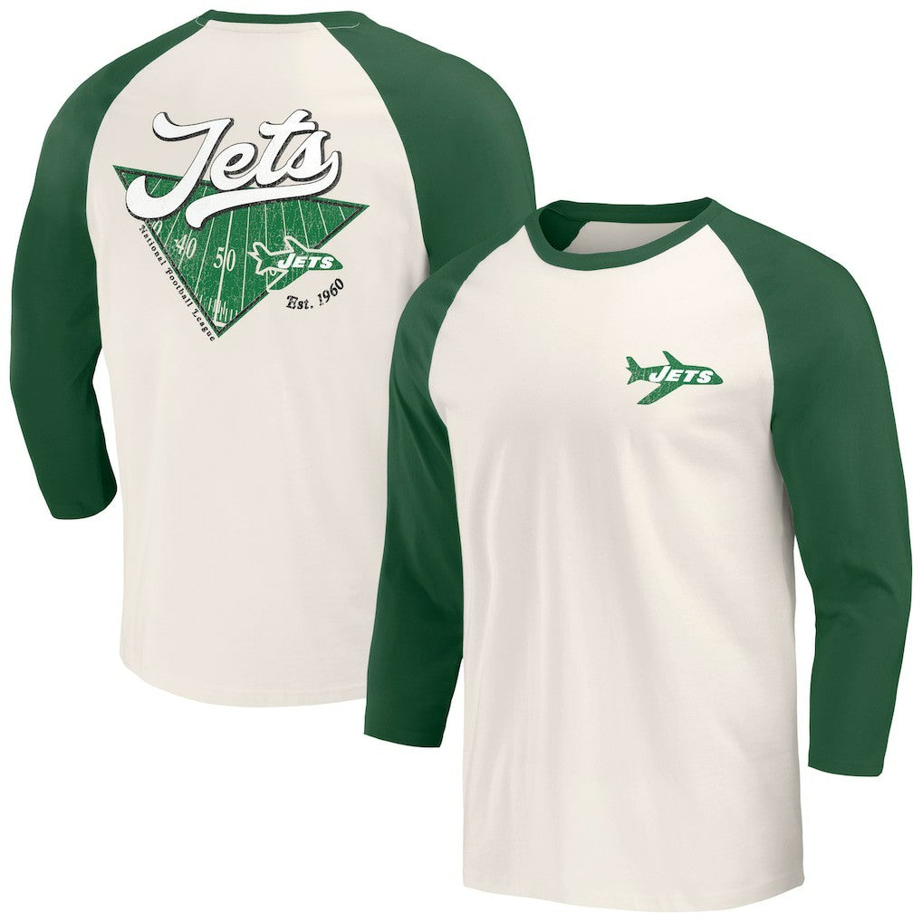 New York Jets Darius Rucker Collection Raglan 3/4 Sleeve T-Shirt - Kelly Green/White cheap