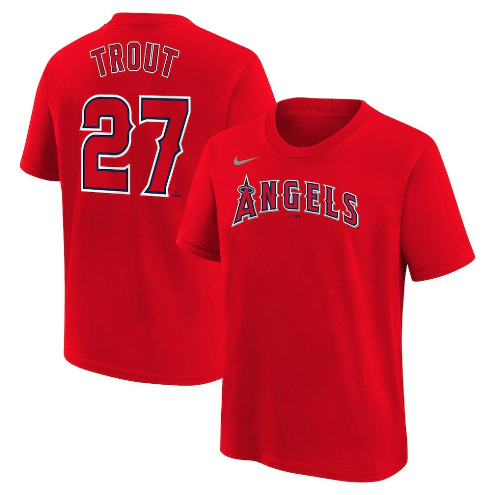 Mike Trout Los Angeles Angels Youth Name & Number T-Shirt - Red | Nike