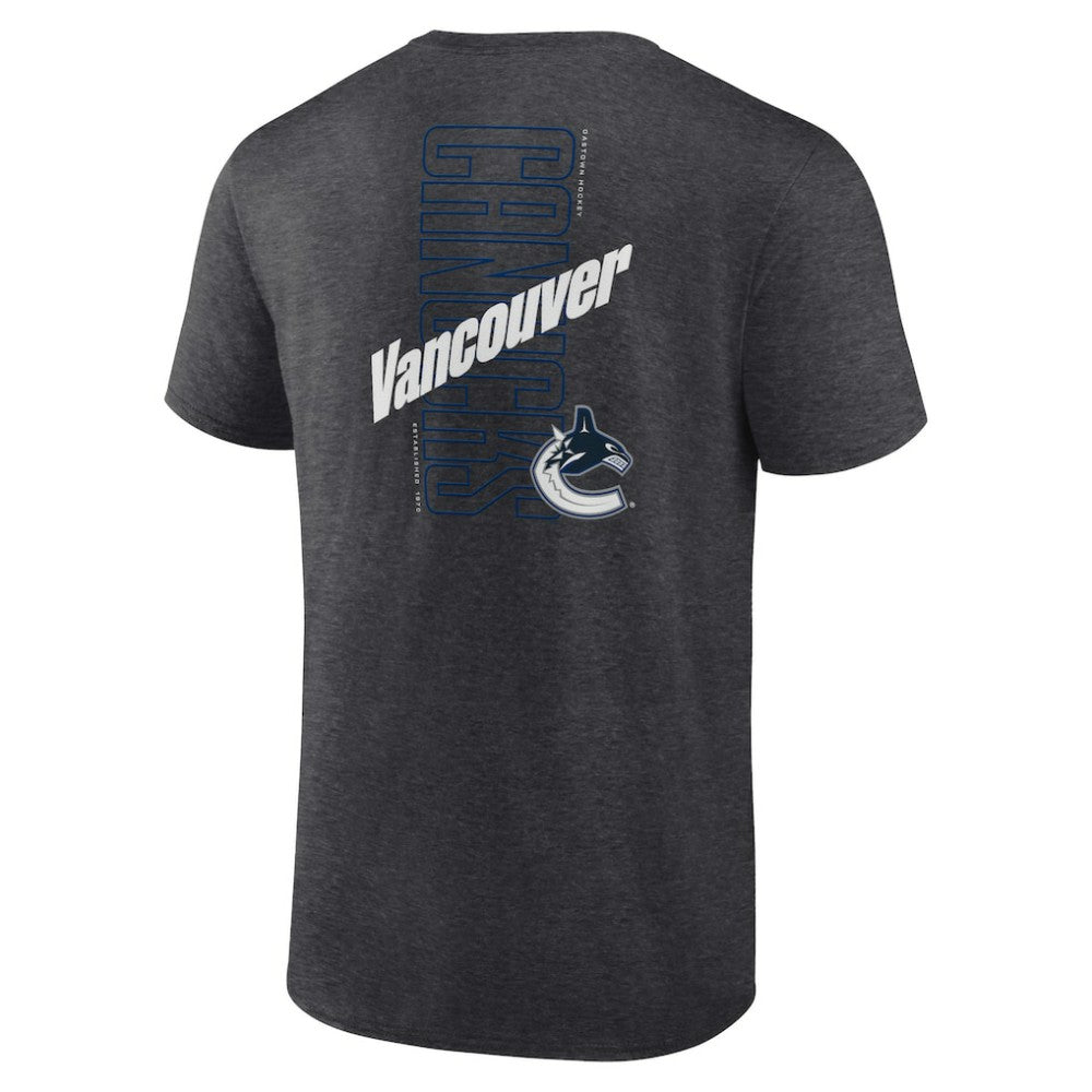 Vancouver Canucks Fanatics Backbone T-Shirt Heather Charcoal