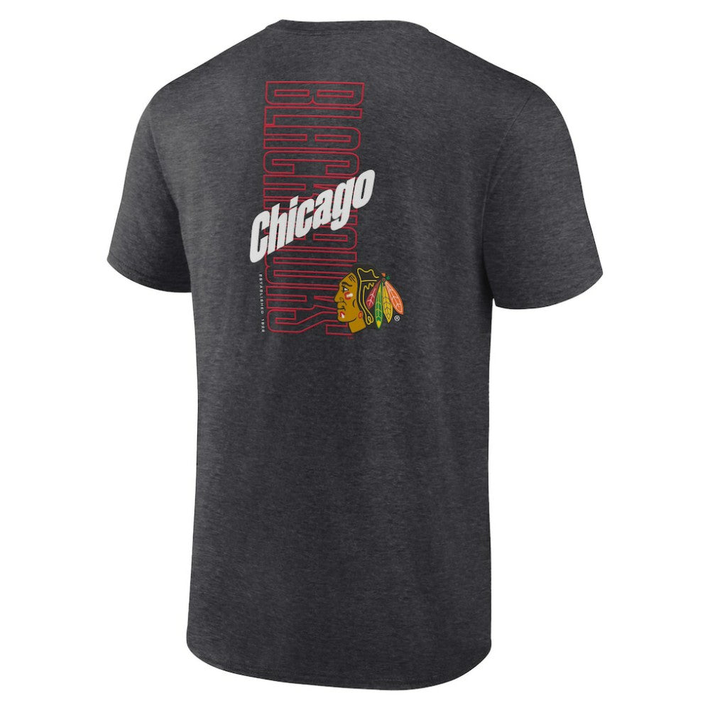 Chicago Blackhawks Fanatics Backbone T-Shirt Heather Charcoal