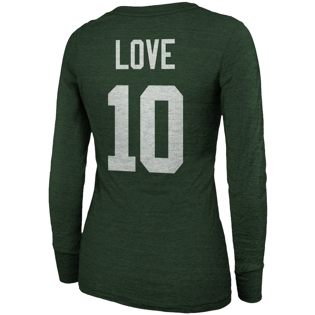 Jordan Love Green Bay Packers Majestic Threads Women's Name & Number Long Sleeve Scoop Neck Tri-Blend T-Shirt – Green online