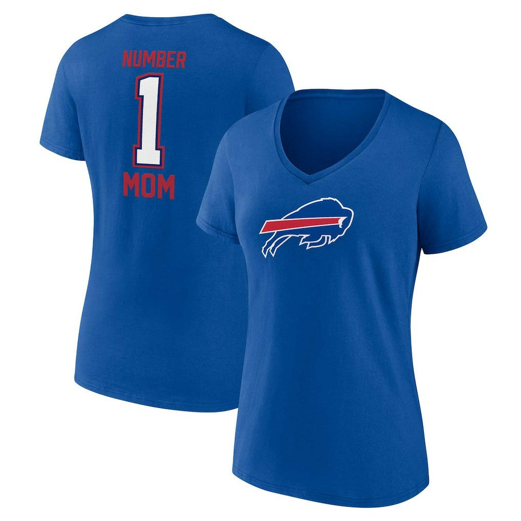Buffalo Bills Women's Plus Size Mother's Day #1 Mom V-Neck T-Shirt - Royal discount