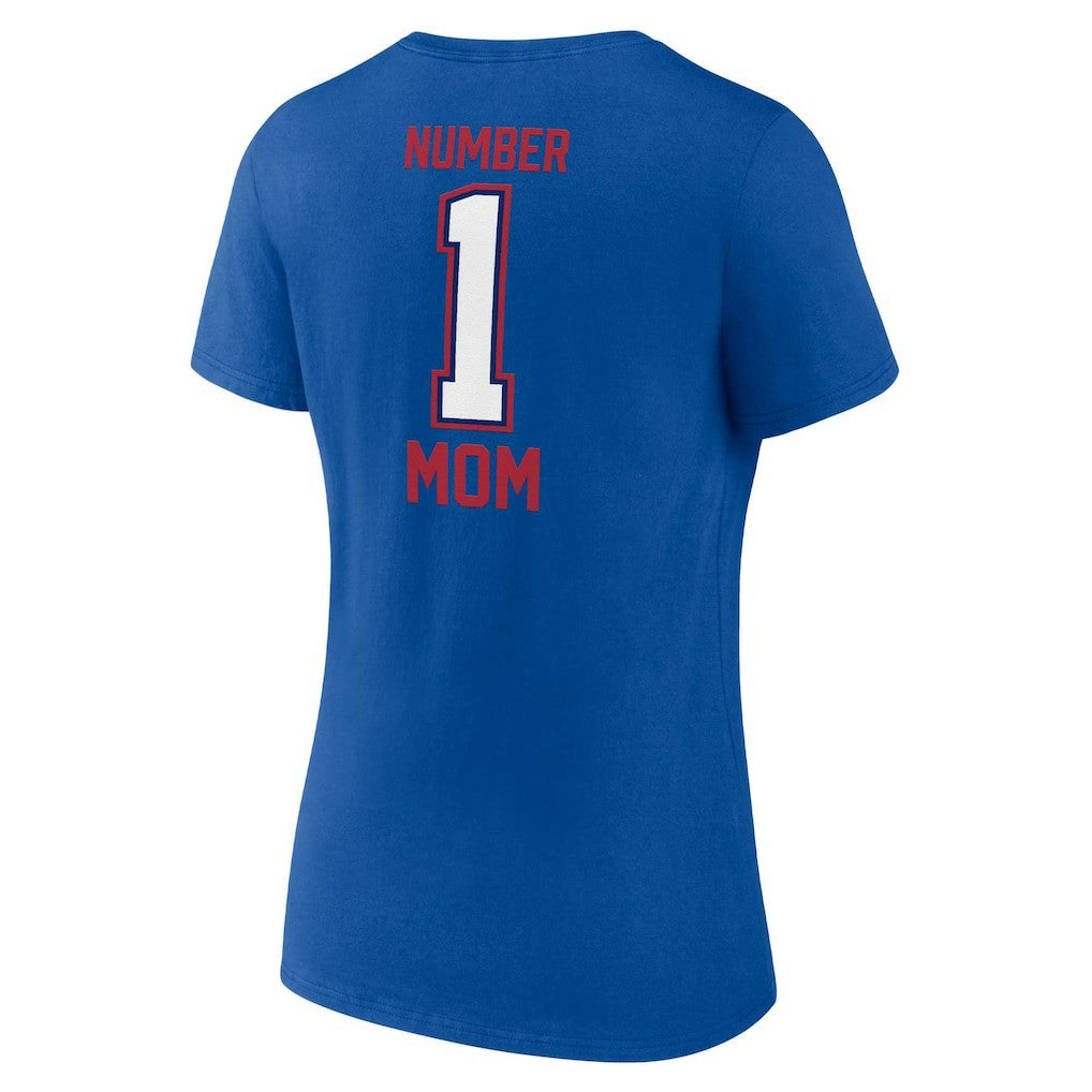 Buffalo Bills Women's Plus Size Mother's Day #1 Mom V-Neck T-Shirt - Royal discount