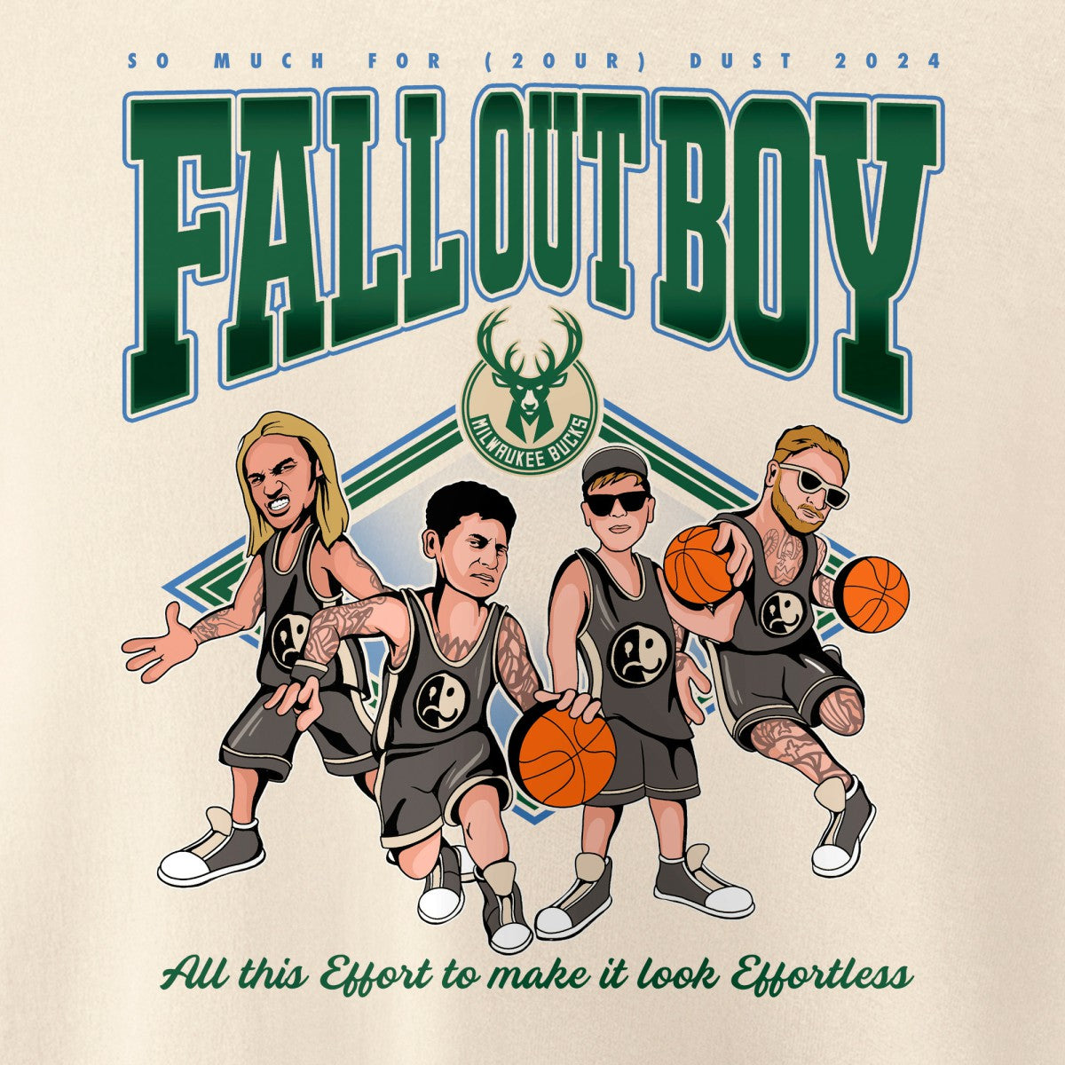 Fall Out Boy x Milwaukee Bucks Unisex So Much For (2our) Dust Pullover Sweatshirt - Cream for sale