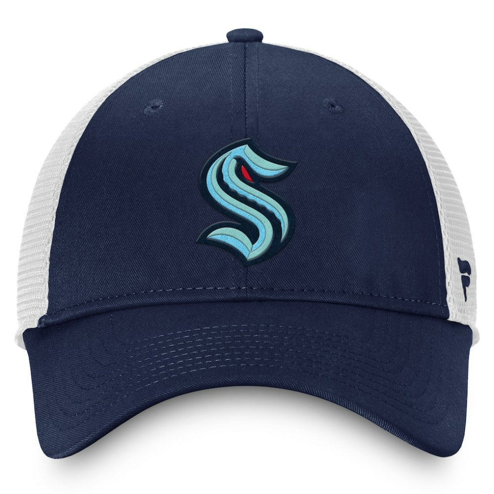 Seattle Kraken Fanatics Core Primary Logo Trucker Adjustable Hat Deep Sea Blue/White