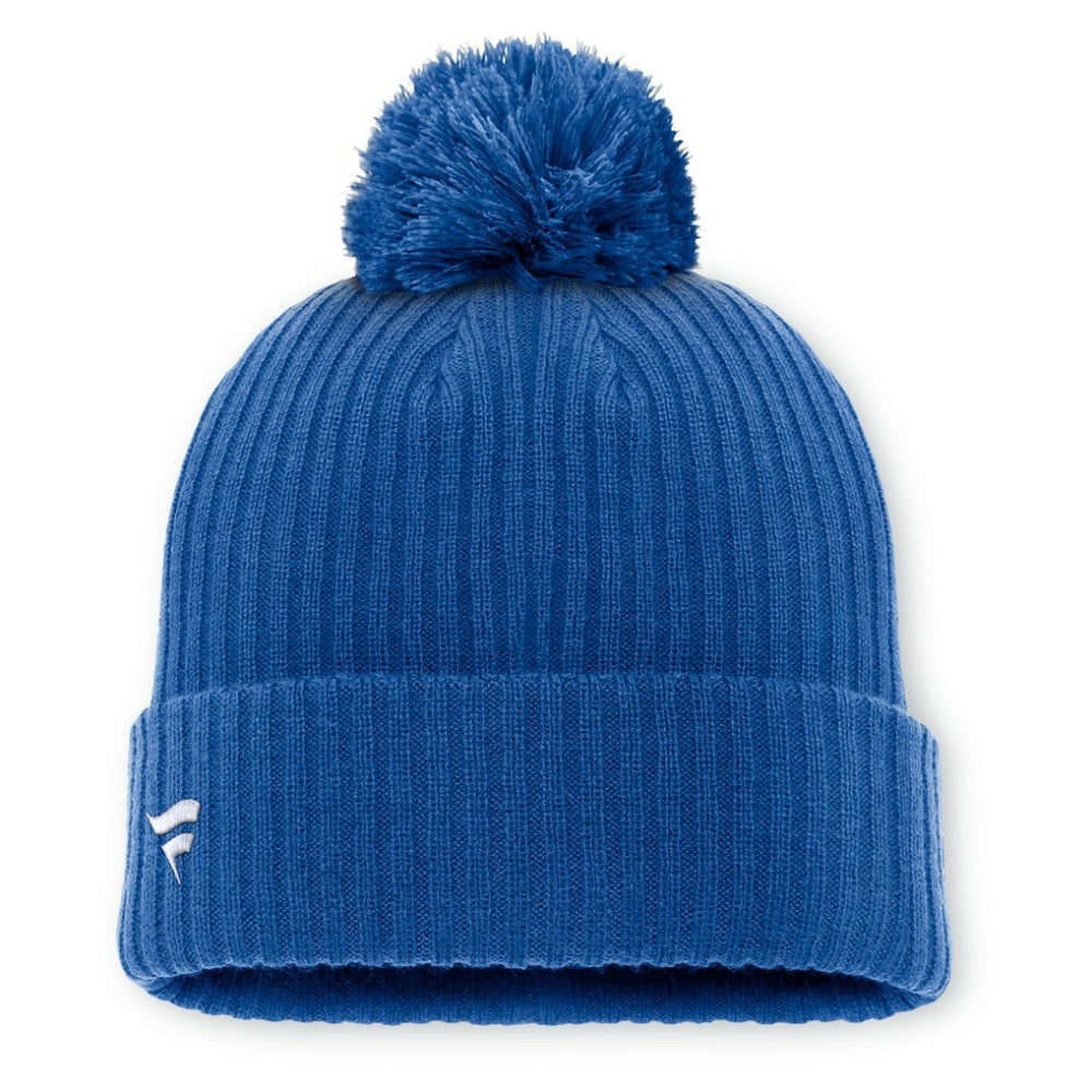 New York Rangers Fanatics Primary Logo Cuffed Knit Hat with Pom Blue