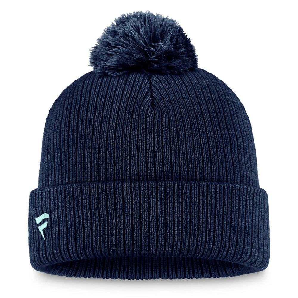 Seattle Kraken Fanatics Primary Logo Cuffed Knit Hat with Pom Deep Sea Blue