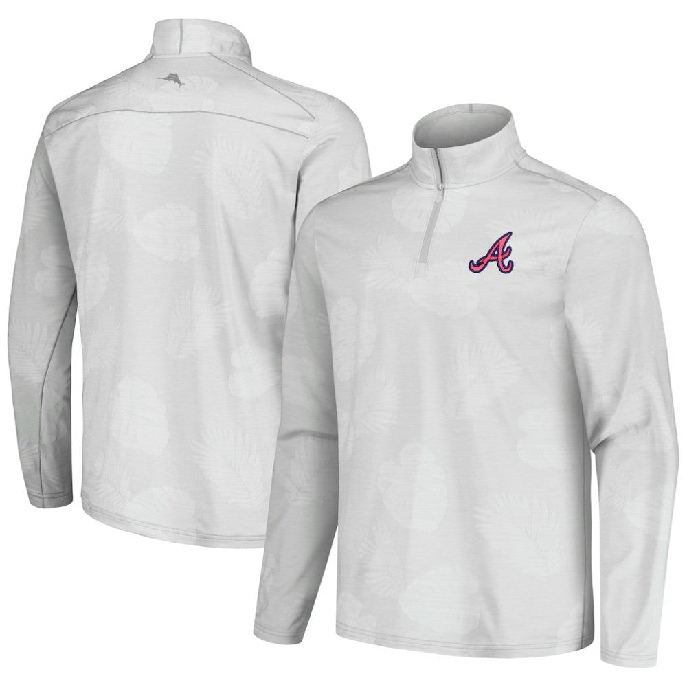 Atlanta Braves Tommy Bahama Delray Frond IslandZone Half-Zip Jacket - Gray