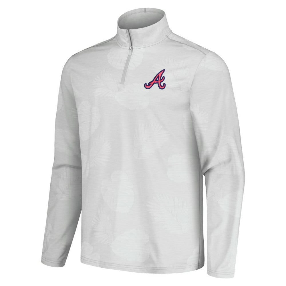 Atlanta Braves Tommy Bahama Delray Frond IslandZone Half-Zip Jacket - Gray