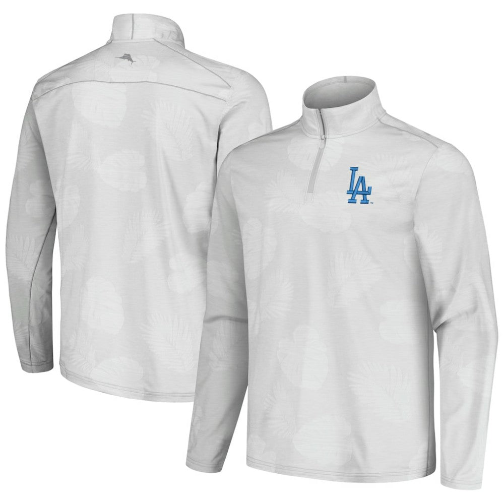 Los Angeles Dodgers Tommy Bahama Delray Frond IslandZone Half-Zip Jacket - Gray
