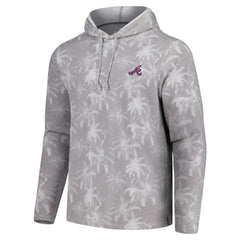 Atlanta Braves Tommy Bahama Palm Frenzy Hoodie Long Sleeve T-Shirt - Gray