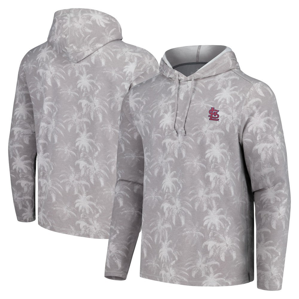 St. Louis Cardinals Tommy Bahama Palm Frenzy Hoodie Long Sleeve T-Shirt - Gray