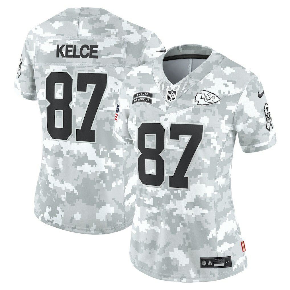 Travis Kelce Kansas City Chiefs Women's 2024 Salute to Service Limited Jersey - Arctic Camo | Nike cheap