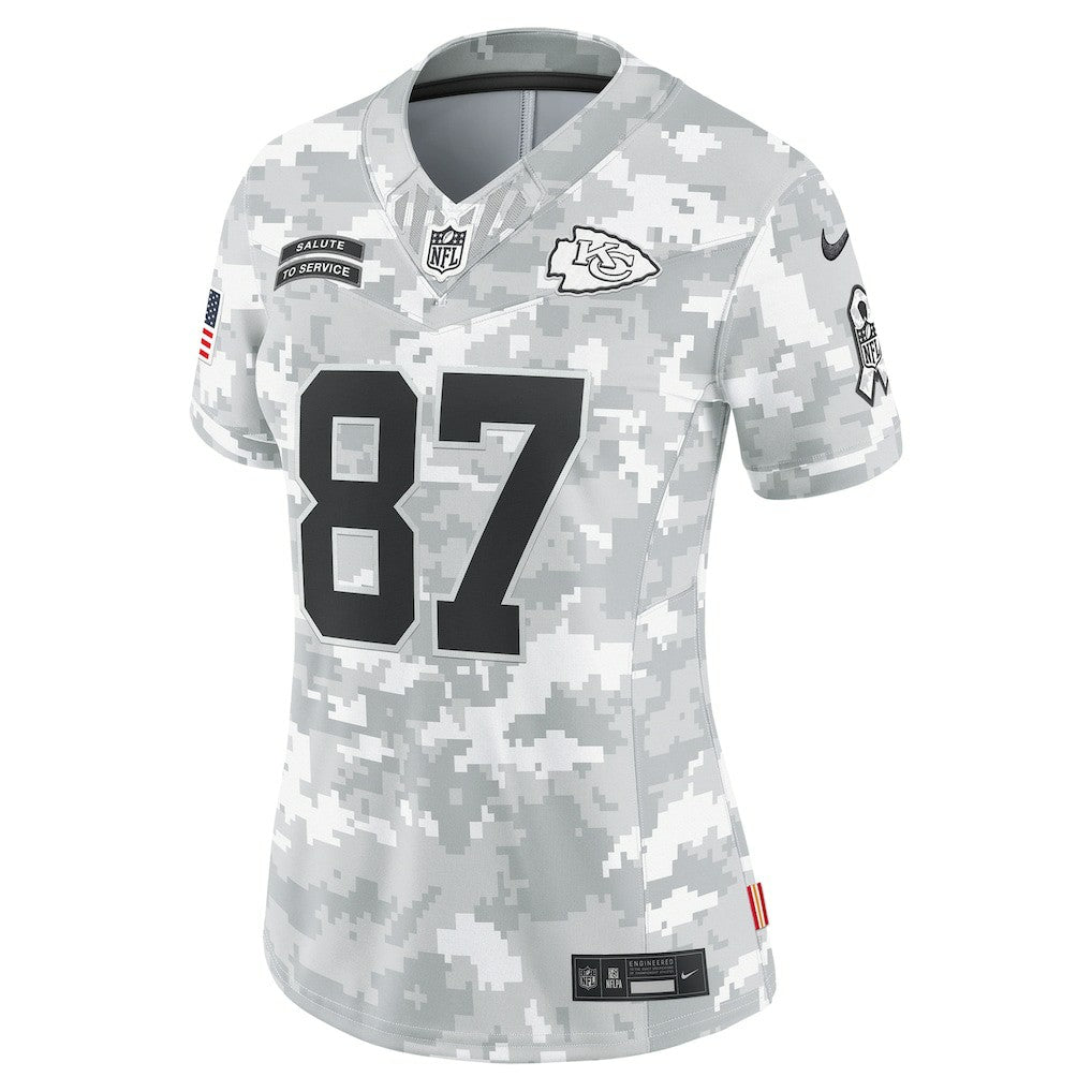 Travis Kelce Kansas City Chiefs Women's 2024 Salute to Service Limited Jersey - Arctic Camo | Nike cheap