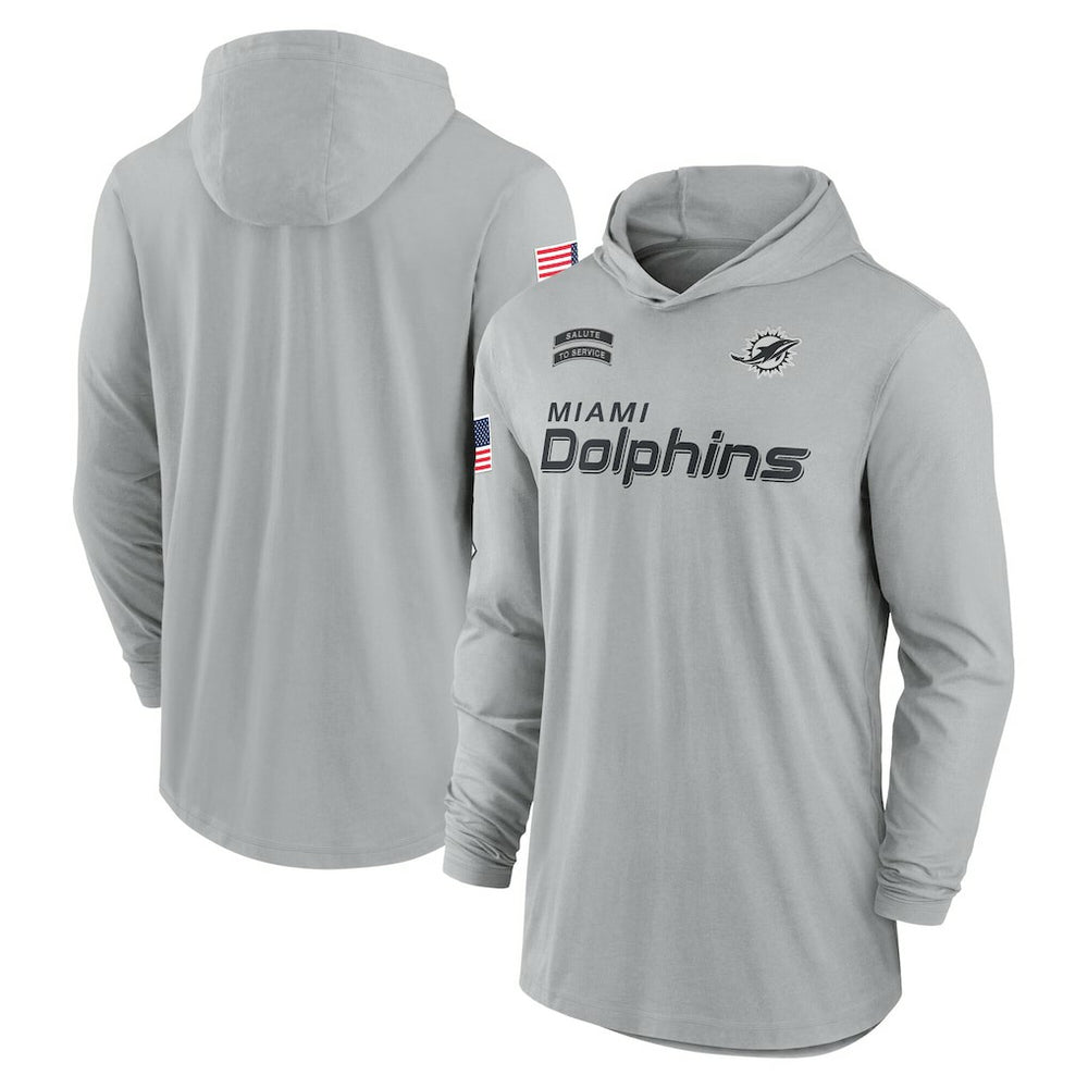 Miami Dolphins 2024 Salute to Service Lightweight Dri-FIT Long Sleeve Hoodie T-Shirt - Gray | Nike outlet