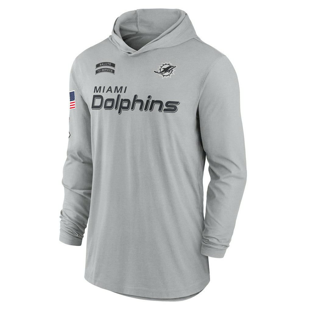 Miami Dolphins 2024 Salute to Service Lightweight Dri-FIT Long Sleeve Hoodie T-Shirt - Gray | Nike outlet
