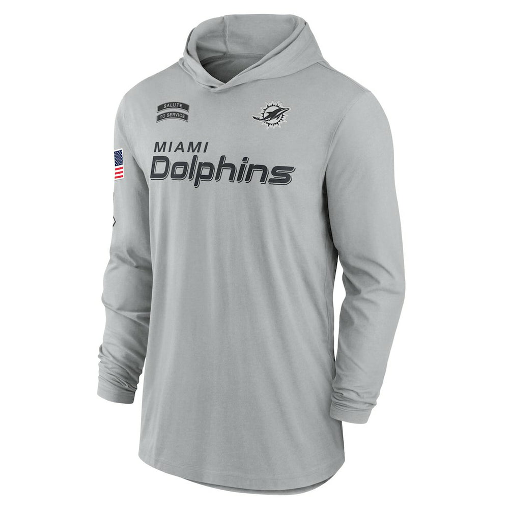 Miami Dolphins 2024 Salute to Service Lightweight Dri-FIT Long Sleeve Hoodie T-Shirt - Gray | Nike outlet