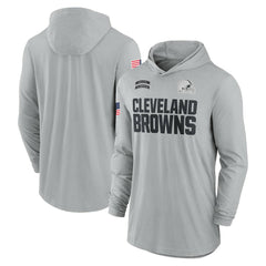 Cleveland Browns 2024 Salute to Service Lightweight Dri-FIT Long Sleeve Hoodie T-Shirt - Gray | Nike for sale