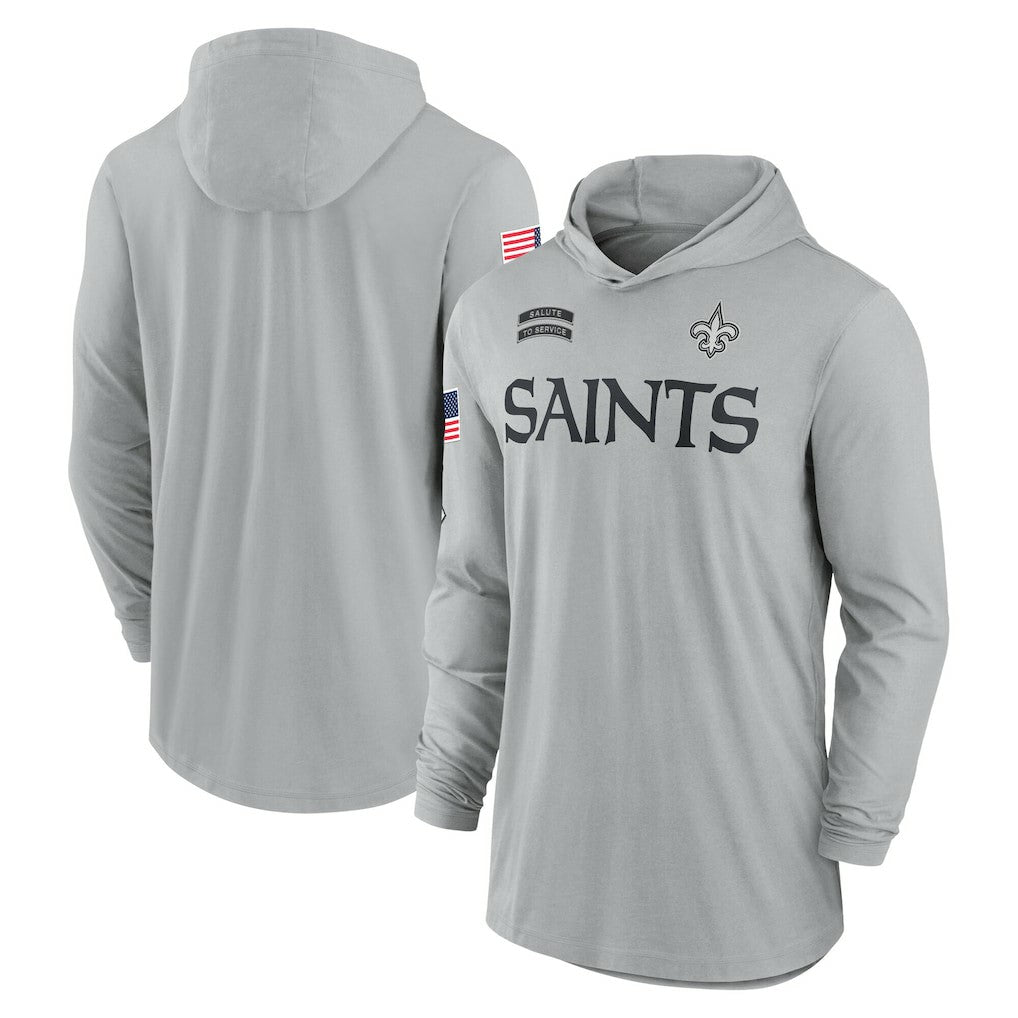 New Orleans Saints 2024 Salute to Service Lightweight Dri-FIT Long Sleeve Hoodie T-Shirt - Gray | Nike discount