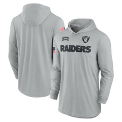 Las Vegas Raiders 2024 Salute to Service Lightweight Dri-FIT Long Sleeve Hoodie T-Shirt - Gray | Nike for sale