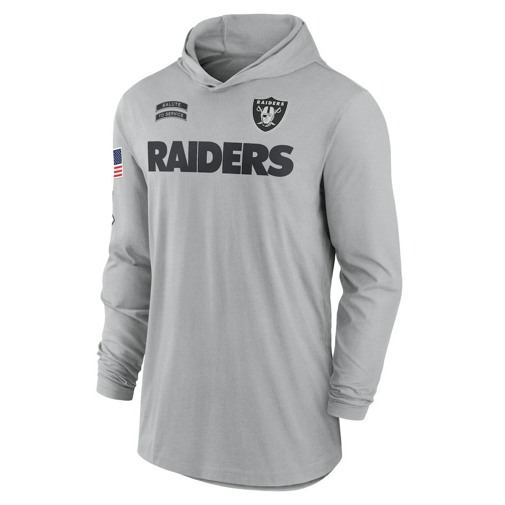 Las Vegas Raiders 2024 Salute to Service Lightweight Dri-FIT Long Sleeve Hoodie T-Shirt - Gray | Nike for sale