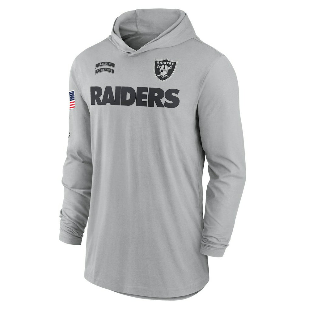 Las Vegas Raiders 2024 Salute to Service Lightweight Dri-FIT Long Sleeve Hoodie T-Shirt - Gray | Nike for sale