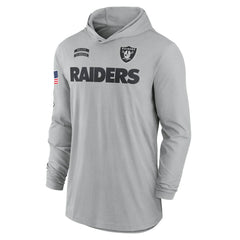 Las Vegas Raiders 2024 Salute to Service Lightweight Dri-FIT Long Sleeve Hoodie T-Shirt - Gray | Nike for sale