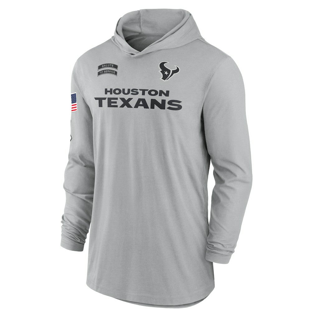 Houston Texans 2024 Salute to Service Lightweight Dri-FIT Long Sleeve Hoodie T-Shirt - Gray | Nike on sale