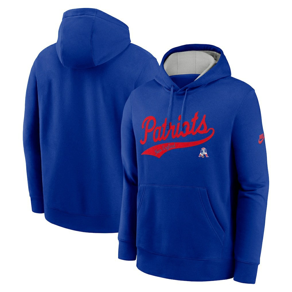 New England Patriots Rewind Club Logo Pullover Hoodie - Royal | Nike outlet