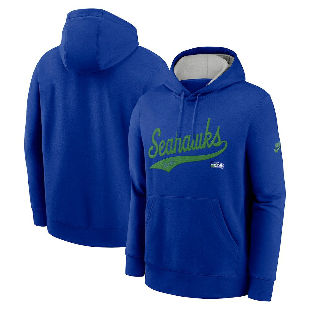 Seattle Seahawks Rewind Club Logo Pullover Hoodie - Royal | Nike outlet