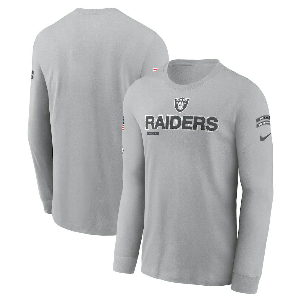 Las Vegas Raiders 2024 Salute To Service Long Sleeve T-Shirt - Gray | Nike outlet