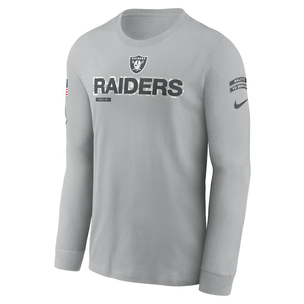 Las Vegas Raiders 2024 Salute To Service Long Sleeve T-Shirt - Gray | Nike outlet