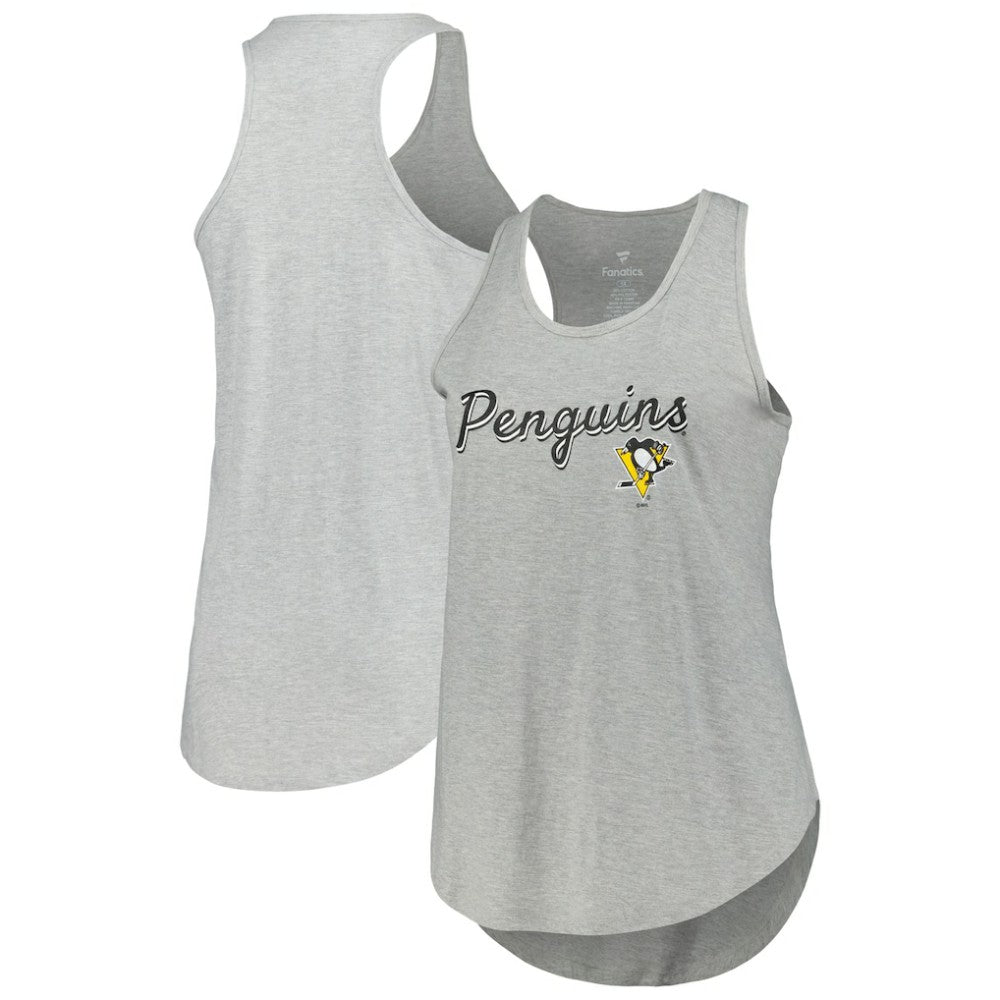 Pittsburgh Penguins Fanatics Women's Plus Size Racerback Tank Top Heather Gray