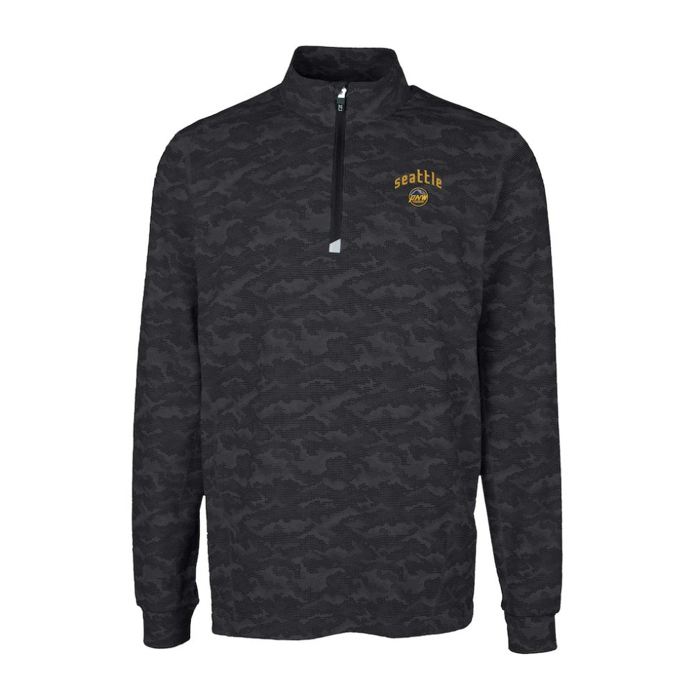 Seattle Mariners Cutter & Buck City Connect Big & Tall Traverse Camo Print Stretch Quarter-Zip Pullover Top - Black
