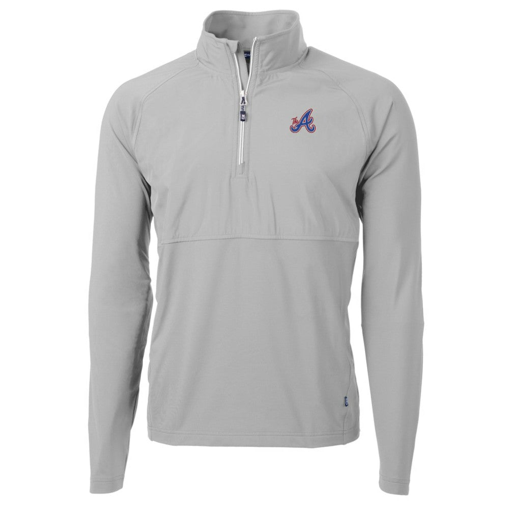 Atlanta Braves Cutter & Buck City Connect Adapt Eco Knit Hybrid Recycled Quarter-Zip Pullover Top - Gray