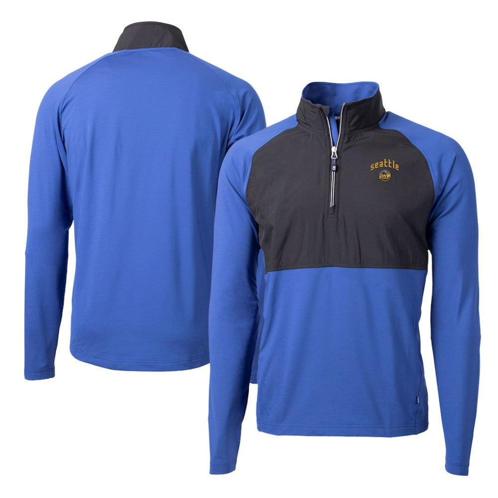 Seattle Mariners Cutter & Buck City Connect Adapt Eco Knit Hybrid Recycled Quarter-Zip Pullover Top - Blue/Black